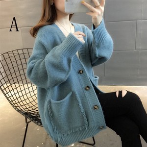 Cardigan Knitted Plain Color Cardigan Sweater Ladies'