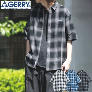【24SS新作】GERRY オンブレチェック ロゴ 胸刺繍 半袖シャツ