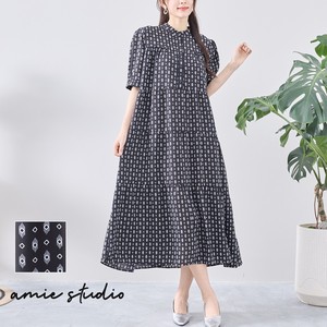 Casual Dress Chiffon Patterned All Over L One-piece Dress M Tiered 【2024NEW】