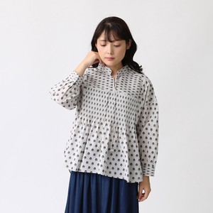 Button Shirt/Blouse Pintucked Blouse Printed