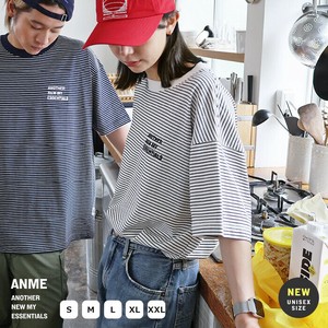 ANMEロゴ 刺繍入り ボーダー 半袖 Tシャツ