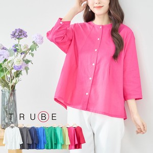 Button Shirt/Blouse Cotton Collar Blouse L M 【2024NEW】