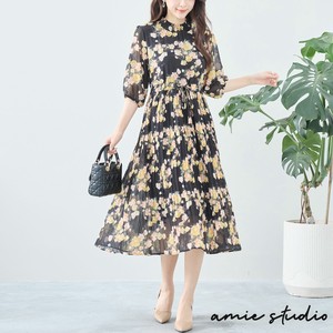 Casual Dress Chiffon Floral Pattern L One-piece Dress M 【2024NEW】
