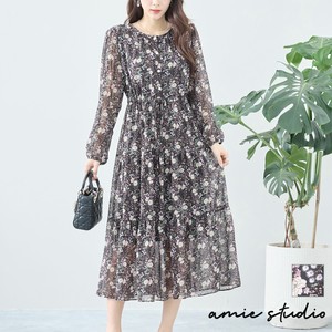 Casual Dress Chiffon Dress Small Floral Pattern L 【2024NEW】
