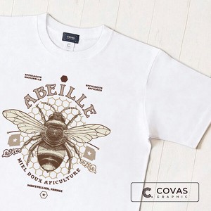 ユニセックス・プリントTシャツ　"蜜蜂"　ホワイト　半袖 Tシャツ