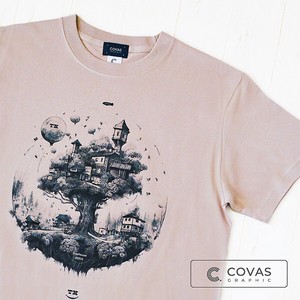 ユニセックス・プリントTシャツ　"ツリーハウス"　スモーキーピンク　半袖 Tシャツ