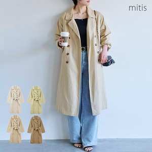 Coat Brushing Fabric Twill Oversized Long Buttons Cotton