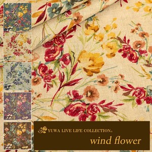 有輪商店 YUWA 広幅綿麻エンジェルソフト "wind flower" [B:Red] / 生地 布 / 全5色 / 449927