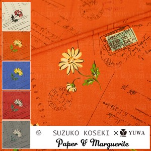 有輪商店 YUWA 小関鈴子さん シャーティング ”Paper & Marguerite”[B:Orange] /全5色 / 生地布/ SZ825826