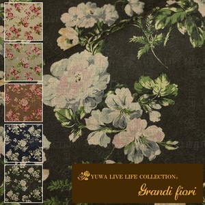 有輪商店 YUWA エンジェルソフト麻100％ "Grandi fiori" [E.Charcoal] / 生地 布 / 全5色 / 449923