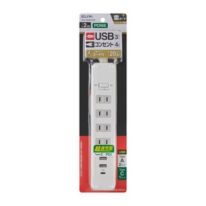 ELPA コード付USBタップPD20W WLS-4322SUC(W)