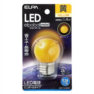 ELPA LED電球G40形E26 イエロー LDG1Y-G-G253