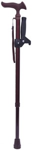 フジホーム　ステッキ　杖　かるがもオム　補助グリップ付　木目ミディアム　(受注生産品)WB3831