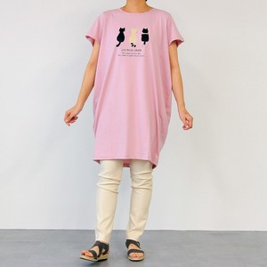 【2024春夏新作】綿100％　プリントコクーンTシャツ　半袖　チュニック（セット販売）