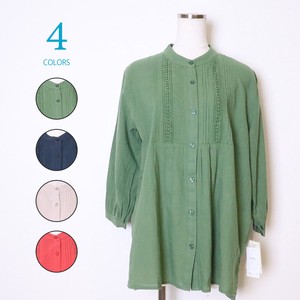 Button Shirt/Blouse Pintucked Blouse 2024 Spring/Summer