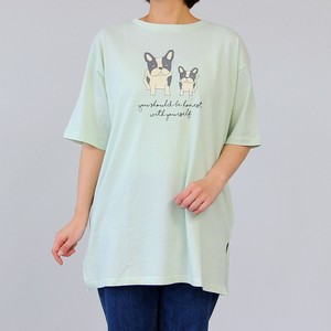 【2024春夏新作】綿100％　プリントビッグTシャツ　半袖　チュニック　（セット販売）