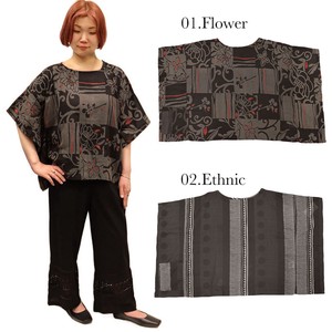 Button Shirt/Blouse Tops Printed Ladies' Japanese Pattern