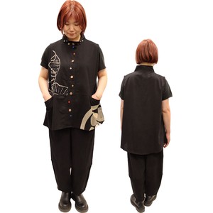 Vest Stand-up Collar Printed Ladies' Japanese Pattern