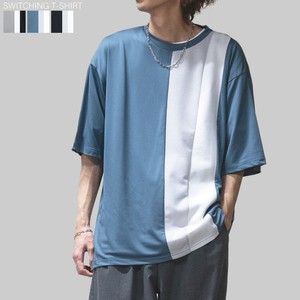 【24SS新作】接触冷感 とろみジョーゼット × ポンチ 切替 半袖T-shirt