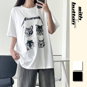 【韓国ファッション】2024年夏新作　猫Tシャツ　ねこ/半袖/Tシャツ/トップス/カットソー/レディース
