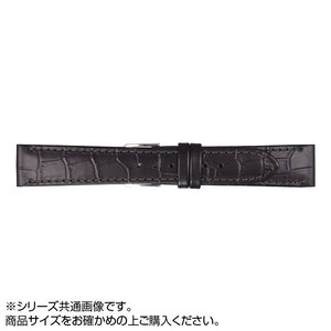 MIMOSA(ミモザ) 時計バンド P型押ワニ 19mm ブラック (美錠:銀) CP-A19