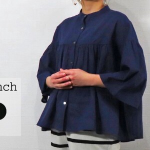 Pre-order Button Shirt/Blouse Gathered Blouse Cotton Linen Switching 【2024NEW】