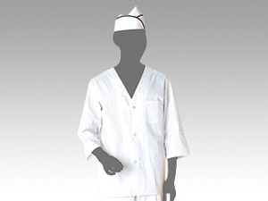 調理衣 1-617 男子白衣(襟なし・七分袖) M