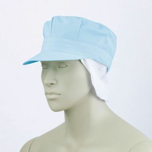 衛生用帽子 9-1066_F 天メッシュ八角帽子たれ付 兼用 ブルー フリーサイズ 住商モンブラン