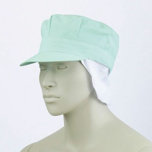 衛生用帽子 9-1067_F 天メッシュ八角帽子たれ付 兼用 グリーン フリーサイズ 住商モンブラン
