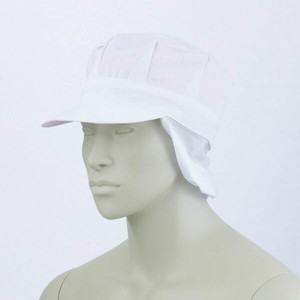 衛生用帽子 9-1061_F 天メッシュ八角帽子たれ付 兼用 白 フリーサイズ 住商モンブラン