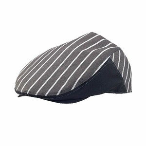 店舗スタッフ用帽子 9-1301_F ハンティングキャップ 兼用 チャコールストライプ/黒 フリーサイズ