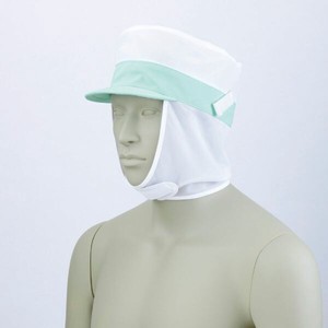 衛生用帽子 9-768_F メッシュ丸天帽子たれ付 兼用 白/グリーン フリーサイズ 住商モンブラン
