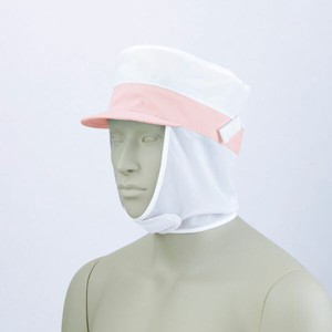 衛生用帽子 9-769_F メッシュ丸天帽子たれ付 兼用 白/ピンク フリーサイズ 住商モンブラン