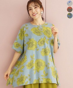 Button Shirt/Blouse Dolman Sleeve Tunic Flower Print 【2024NEW】