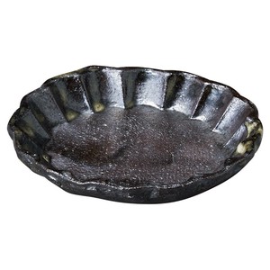 【信楽焼】黒さび輪花 豆皿