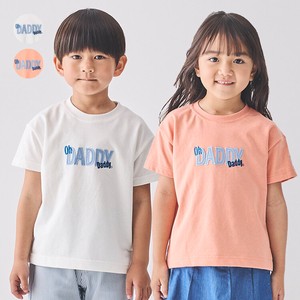 ロゴアップリケ刺繍半袖Tシャツ   V32818  日本製、本体綿100%、ダンガリー素材のアップリケ刺繡