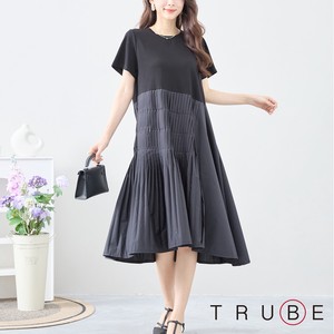 Casual Dress Pleats Design L One-piece Dress Switching 【2024NEW】