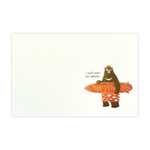 【箔押し】 BEAR'S Weekend ポストカード「 I LOVE Salmon」日本製【ROKKAKU】
