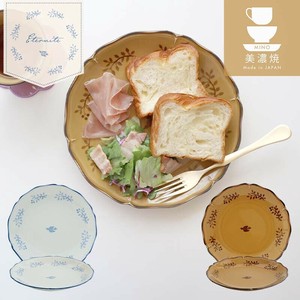 美浓烧 大餐盘/中餐盘 花 大盘子 礼盒/礼品套装 西式餐具 23.5cm 日本制造