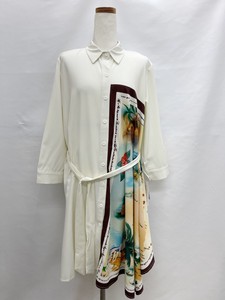 Button Shirt/Blouse Printed One-piece Dress 7/10 length 2024 Spring/Summer