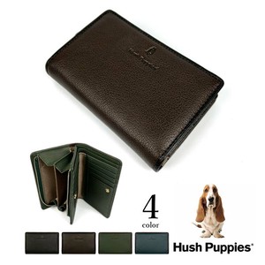 全4色 Hush Puppies ハッシュパピー ソフトレザー二つ折り財布 L字ファスナー小銭入れ(hp-aa002)