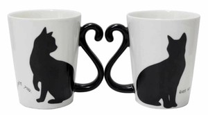 【ペアマグカップ】ツインマグ シンプル ペア 黒猫 ハート かわいい 結婚祝い お祝い