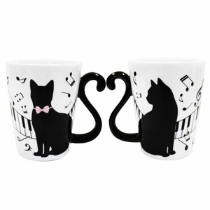 【ペアマグカップ】ツインマグ ピアノ ペア 黒猫 ハート かわいい 結婚祝い お祝い
