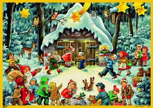 【5/6まで】アドベントカレンダー 小屋を囲むこどもたち【クリスマス/受注発注商品/ドイツ製】