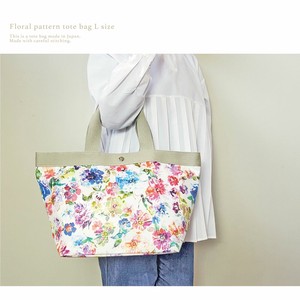 Tote Bag White Floral Pattern L