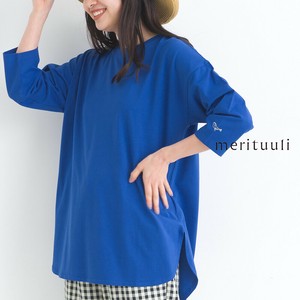 T-shirt Round-hem Whale Cotton 7/10 length