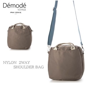 Shoulder Bag Leather handle Nylon Water-Repellent Ladies' M 2-way