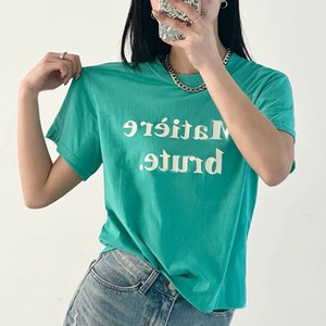 【トップス】綿　プリンティング　スリムフィット　半袖　トップス　Tシャツ　Printing T-shirt