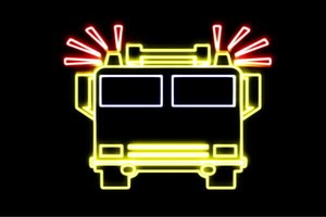 【ネオン】消防車【しょうぼうしゃ】【カー】【車】【car】【くるま】【クルマ】【乗り物】【アイコン】