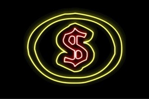 【ネオン】ドル【お金】【金】【おかね】【小銭】【コイン】【アイコン】【イラスト】【ネオンライト】【電
